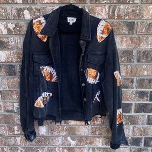 BiBi Black Corduroy Jacket with Football Patches